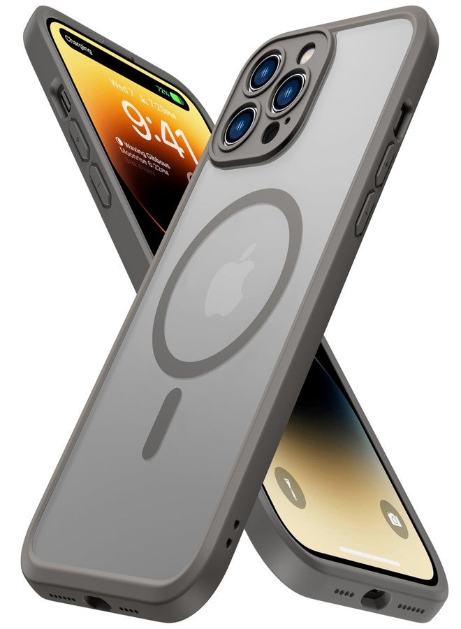 ImpactStrong Magnetic Guard Designed for iPhone 14 Pro Max Case [Camera Protection] [Military Grade Drop Tested] [Compatible with MagSafe] Slim Translucent Matte Phone Case (6.7") - Gray - Image 1