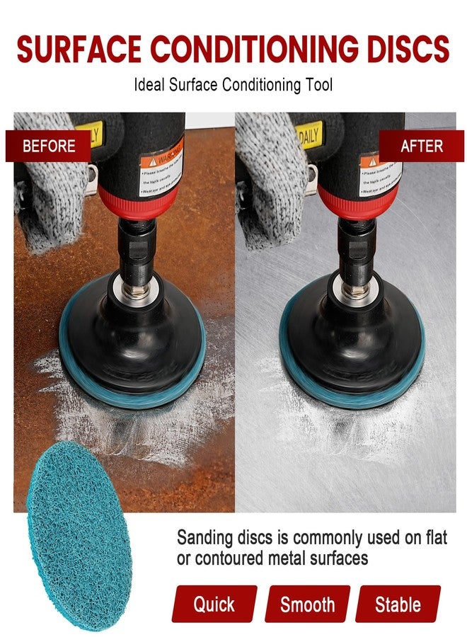 SI FANG 25Pcs 3 inch Roloc Sanding Discs Set,Fine Medium Coarse Grit Discs Surface Conditioning Discs R-Type Quick Change Disc with 1/4'' Roloc Disc Pad Holder for Die Grinder - Image 5