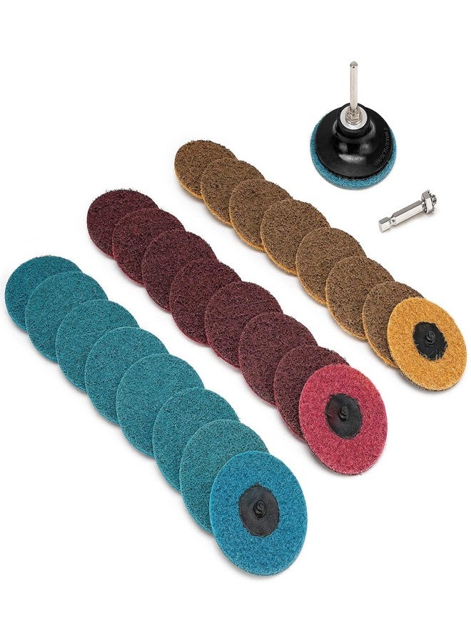 SI FANG 25Pcs 3 inch Roloc Sanding Discs Set,Fine Medium Coarse Grit Discs Surface Conditioning Discs R-Type Quick Change Disc with 1/4'' Roloc Disc Pad Holder for Die Grinder - Image 1