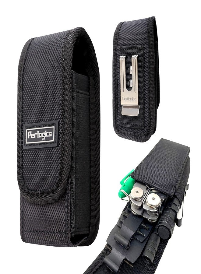 Perilogics Leatherman Tool Sheath Replacement - Magnetic Closure Pouch Fits Wave Plus, Wingman, Charge, Surge, Super Tool 300, Signal, Free P2 P4. Fits Tool 4 to 4.5 inch in Length - Black - Image 1