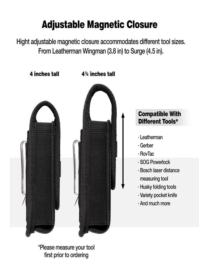 Perilogics Leatherman Tool Sheath Replacement - Magnetic Closure Pouch Fits Wave Plus, Wingman, Charge, Surge, Super Tool 300, Signal, Free P2 P4. Fits Tool 4 to 4.5 inch in Length - Black - Image 5