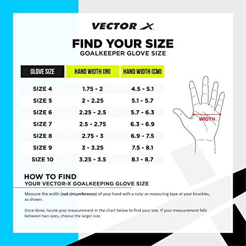 Vector X Tornado Adult Goalkeeper Gloves,Strong Grip for The Toughest Saves,Finger Protect to Give Protection to Prevent Injuries Made with Latex and Foam Use for Football,Color-Black-Gold- Size-8 - Image 3