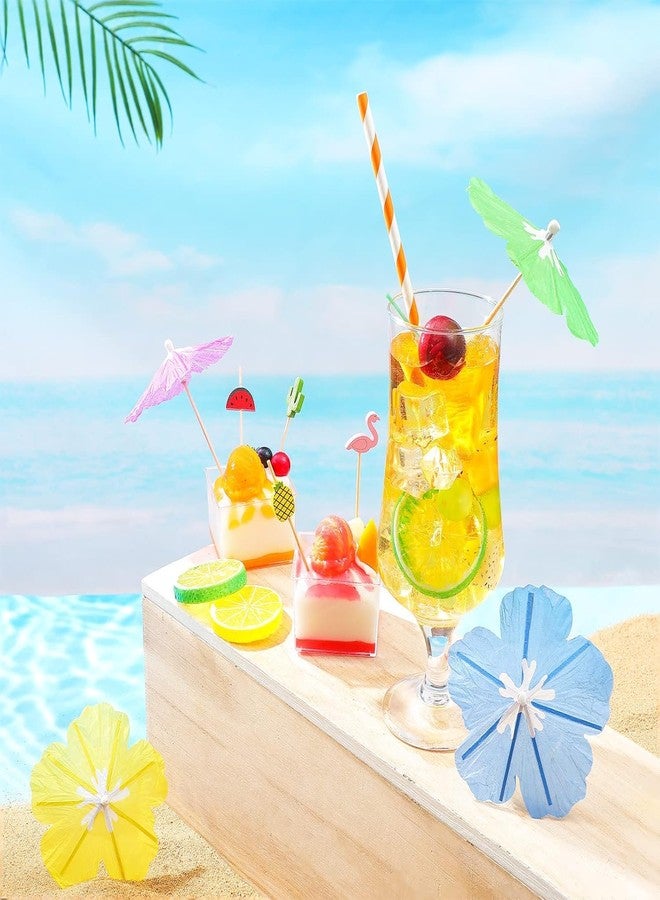 Haundry Cocktail Drink Umbrella Picks, 50 pcs Cocktail Umbrellas for Drinks, Mini Hibiscus Paper Drink Umbrellas Toothpicks for Luau Parasols Tropical Hawaiian Tiki Party Decorations - Image 5