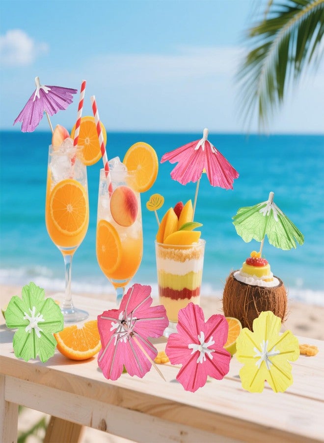 Haundry Cocktail Drink Umbrella Picks, 50 pcs Cocktail Umbrellas for Drinks, Mini Hibiscus Paper Drink Umbrellas Toothpicks for Luau Parasols Tropical Hawaiian Tiki Party Decorations - Image 4