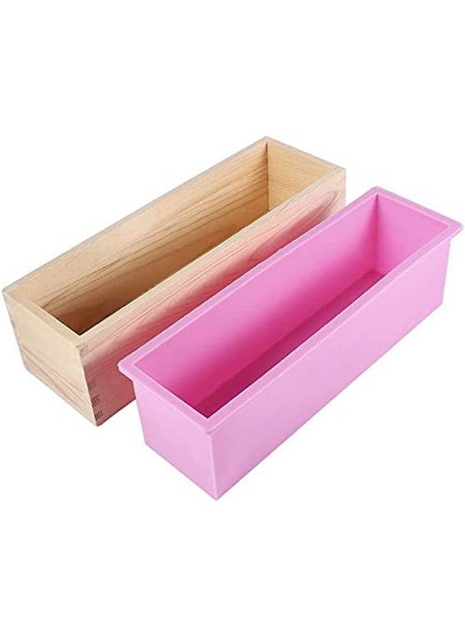 PYRAMIDX Silicone soap molds,Wooden Rectangle Silicone Mould for Making Supplies,Making Soap, Candles and Cakes Random Colour, 29 x 8 x 7 Cm, for 1.5 KG, Multicolour - Image 1