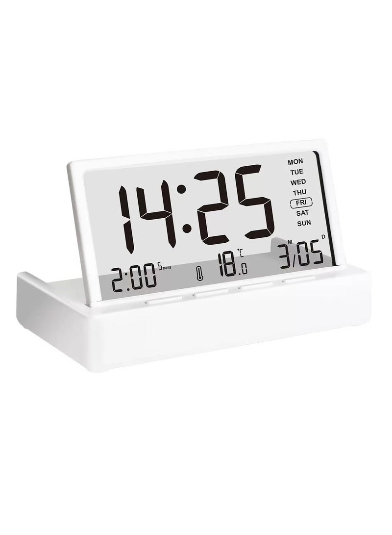 Folding Electronic Alarm Clock with Date and Temperature Display Desktop Clock  - Image 1