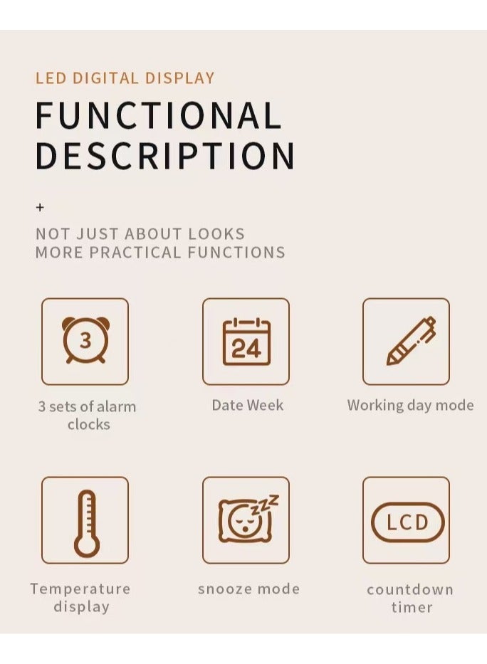 Folding Electronic Alarm Clock with Date and Temperature Display Desktop Clock  - Image 3