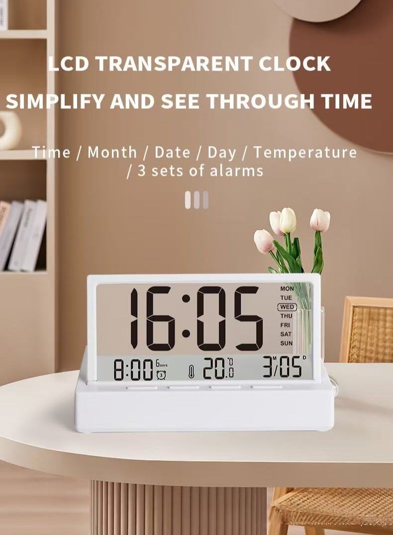 Folding Electronic Alarm Clock with Date and Temperature Display Desktop Clock  - Image 2