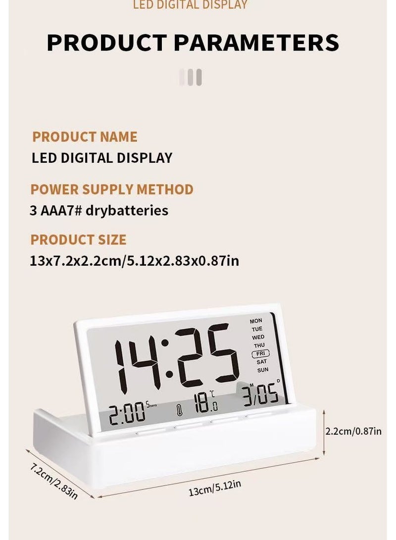 Folding Electronic Alarm Clock with Date and Temperature Display Desktop Clock  - Image 4