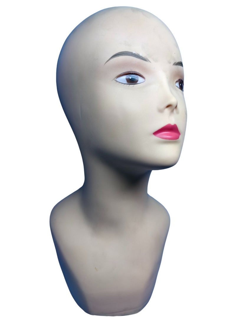 ORTUK Mannequin Head for Wigs, Female Mannequin Head Waterproof Makeup Practice, Display Manikin Head Hat Display Stand, Realistic Bald Mannequin Head Shoulders Easy to Clean Dummy Head - 18x21x37 cm - Image 2