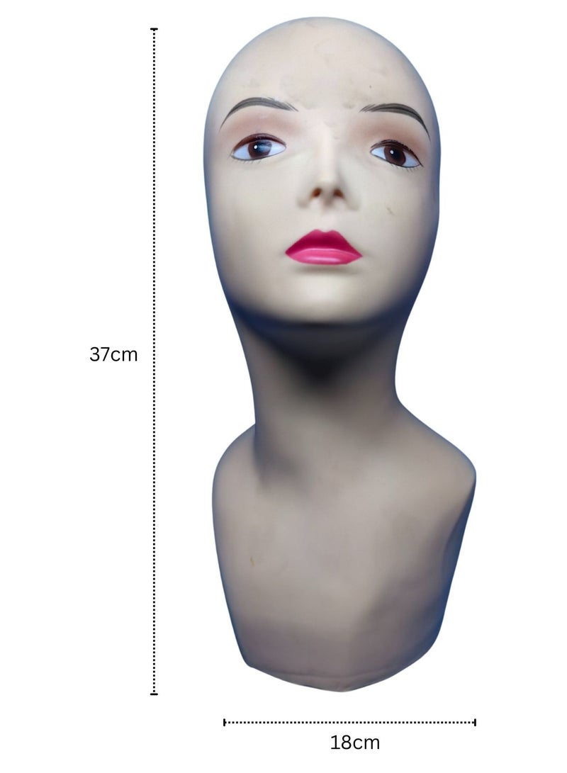 ORTUK Mannequin Head for Wigs, Female Mannequin Head Waterproof Makeup Practice, Display Manikin Head Hat Display Stand, Realistic Bald Mannequin Head Shoulders Easy to Clean Dummy Head - 18x21x37 cm - Image 4
