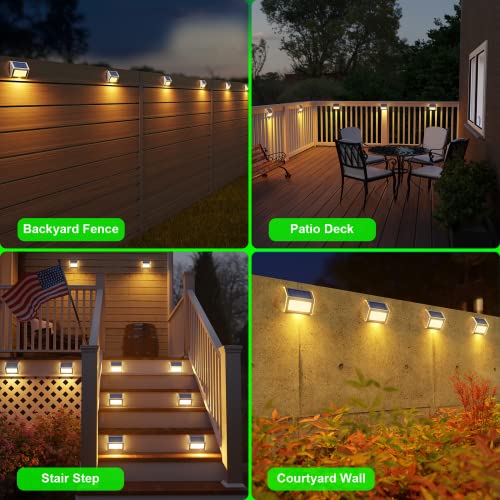 JSOT Solar Deck Lights -12 Pack Solar Fence Lights Waterproof Outdoor Light Fence Post Light for Outside Pool Garden Backyard Patio Yard Wall Stair Step, Warm Light - Image 3