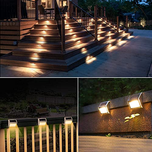 JSOT Solar Deck Lights -12 Pack Solar Fence Lights Waterproof Outdoor Light Fence Post Light for Outside Pool Garden Backyard Patio Yard Wall Stair Step, Warm Light - Image 4