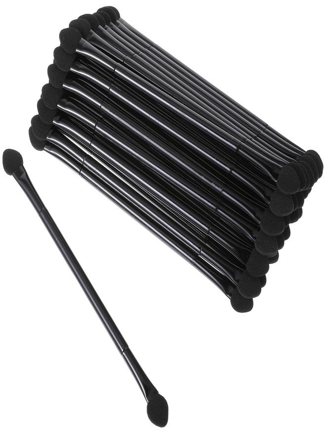Psiriol 30 PCS Professional Double-End Eyeshadow Brushes, Disposable Dual Side Sponge Eyeshadow Brush, Disposable Eyeshadow Applicators, Cosmetic Tools (4.8inch, Round Handle, Black) - Image 1