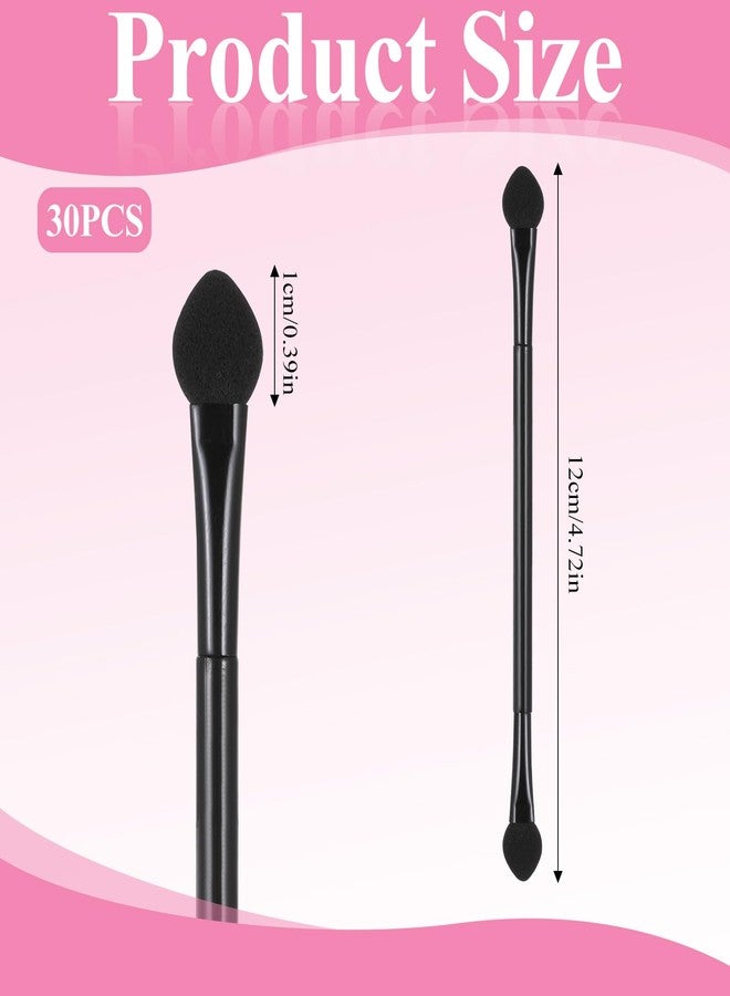 Psiriol 30 PCS Professional Double-End Eyeshadow Brushes, Disposable Dual Side Sponge Eyeshadow Brush, Disposable Eyeshadow Applicators, Cosmetic Tools (4.8inch, Round Handle, Black) - Image 2