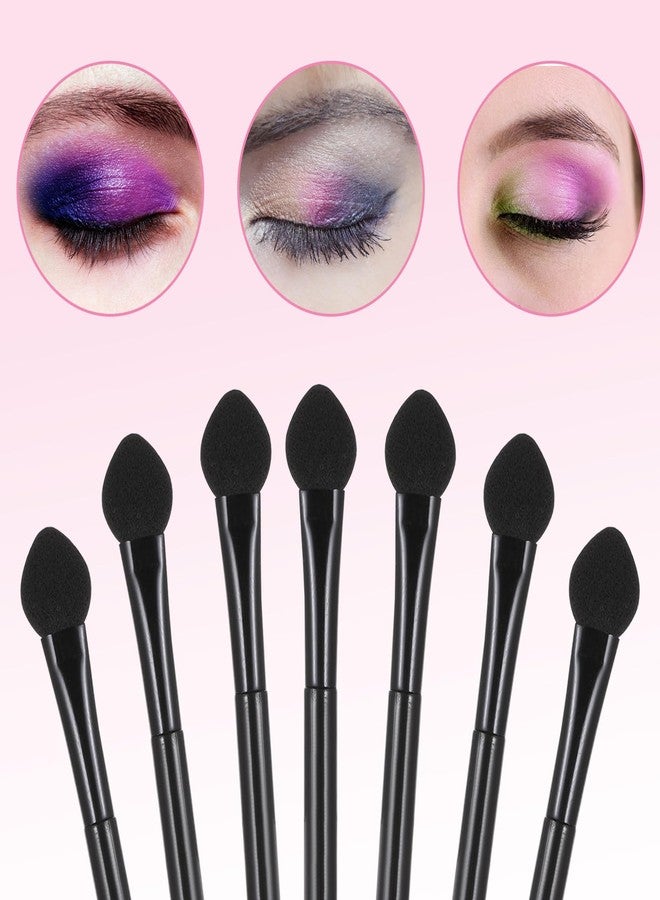 Psiriol 30 PCS Professional Double-End Eyeshadow Brushes, Disposable Dual Side Sponge Eyeshadow Brush, Disposable Eyeshadow Applicators, Cosmetic Tools (4.8inch, Round Handle, Black) - Image 4