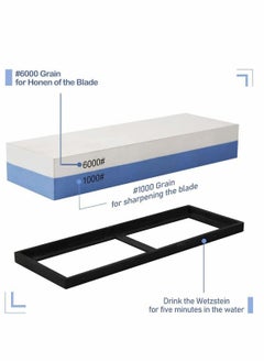 Y&D Whetstone Set 1000 6000 Knife Sharpening Stones Double Sided Grit Professional 2-in-1 Waterstone Kit for Kitchen Knives Scissors Razors Rubber Stone Holder Included  - Image 2