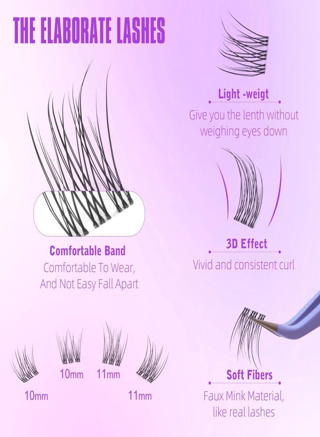 Geeneiya Clear Band Lash Clusters Wispy Short C Curl Eyelash Clusters 10-11mm Individual Eyelashes Natural Cluster Eyelash Extensions Natural Looking Cluster Lashes by Geeneiya(Clear Band,10-11MM) - Image 3