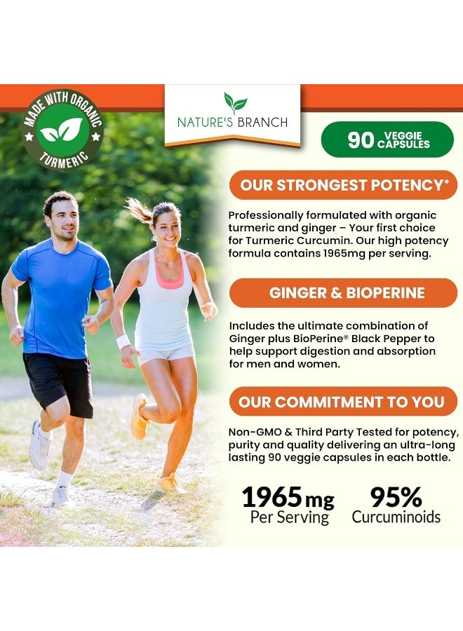 Nature's Branch Extra Strength Turmeric Curcumin with Ginger & BioPerine - 1950mg Joint Pain Relief Supplement - Image 2