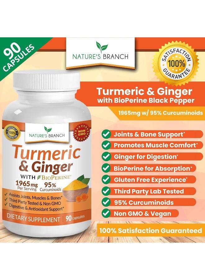 Nature's Branch Extra Strength Turmeric Curcumin with Ginger & BioPerine - 1950mg Joint Pain Relief Supplement - Image 4