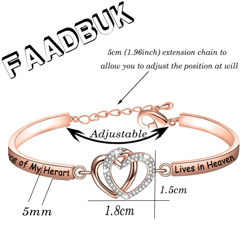 FAADBUK Memorial Jewelry Loss Gift A Piece of My Heart Lives In Heaven Bracelet In Memory of Loved Son Daughter Sympathy Gift (A Piece Of C-RG) - Image 2
