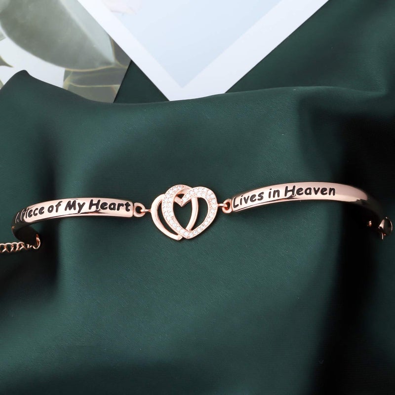 FAADBUK Memorial Jewelry Loss Gift A Piece of My Heart Lives In Heaven Bracelet In Memory of Loved Son Daughter Sympathy Gift (A Piece Of C-RG) - Image 3