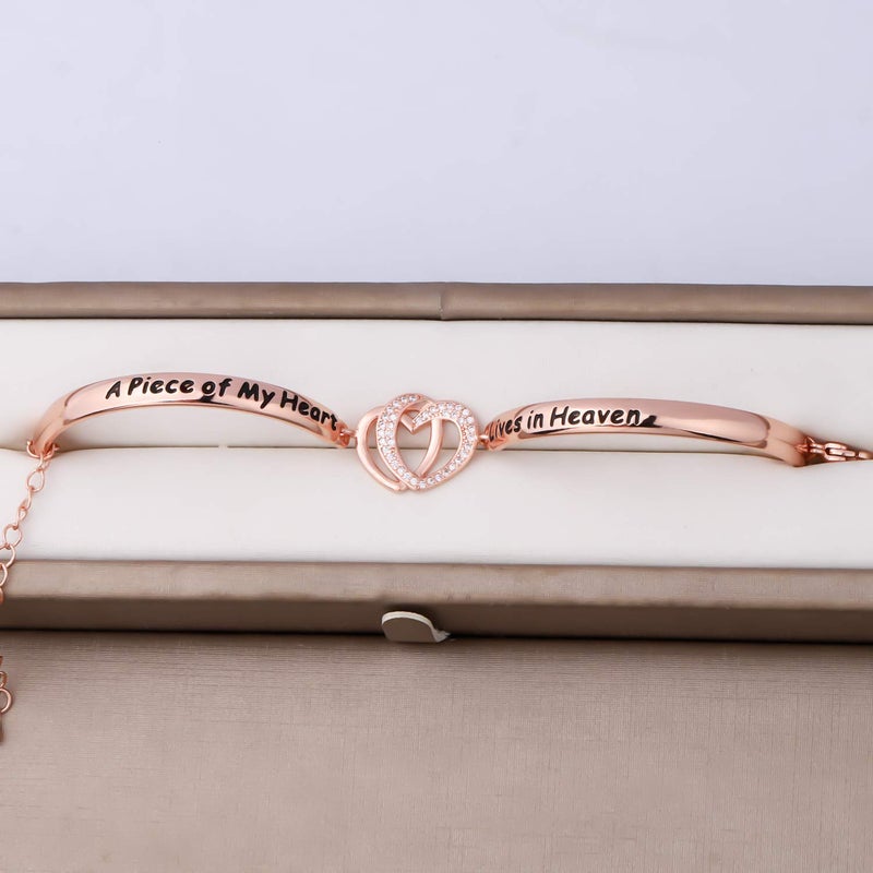 FAADBUK Memorial Jewelry Loss Gift A Piece of My Heart Lives In Heaven Bracelet In Memory of Loved Son Daughter Sympathy Gift (A Piece Of C-RG) - Image 4
