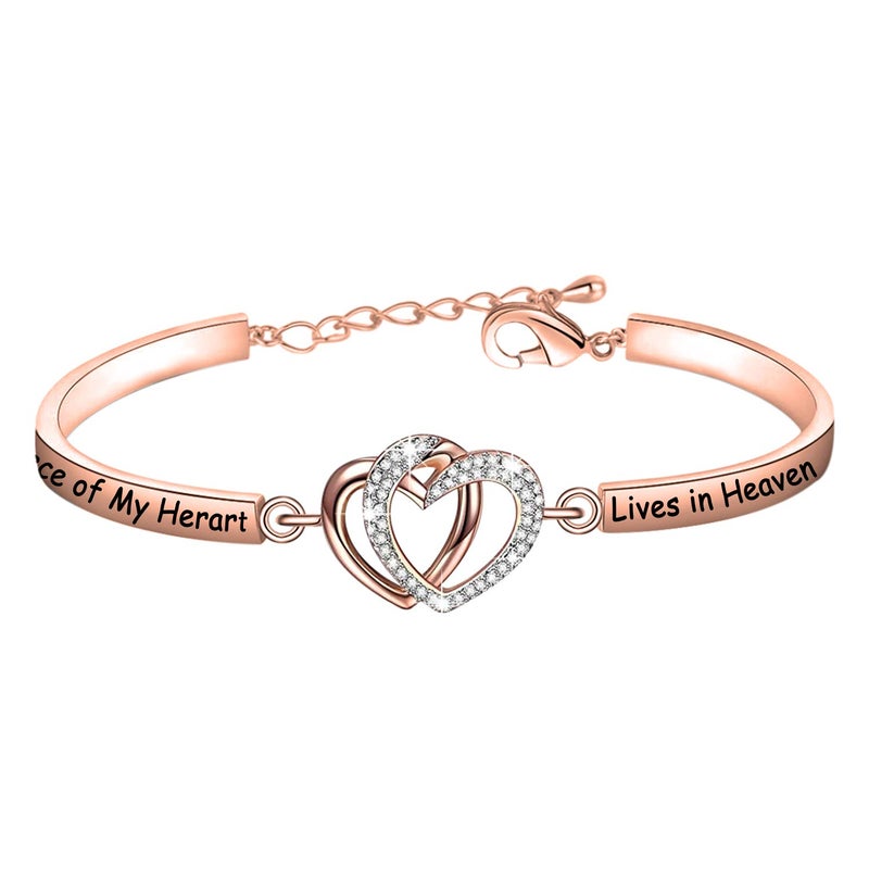 FAADBUK Memorial Jewelry Loss Gift A Piece of My Heart Lives In Heaven Bracelet In Memory of Loved Son Daughter Sympathy Gift (A Piece Of C-RG) - Image 1