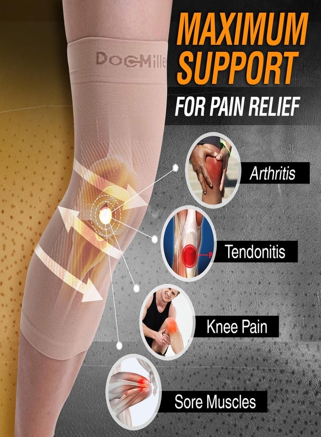 Doc Miller 2 Pack Knee Compression Sleeve Brace for Men & Women - Best Support for Gym Workout, Running, Sports, ACL, Meniscus Tear, Arthritis, Joint Pain Relief & Injury Recovery - Image 5