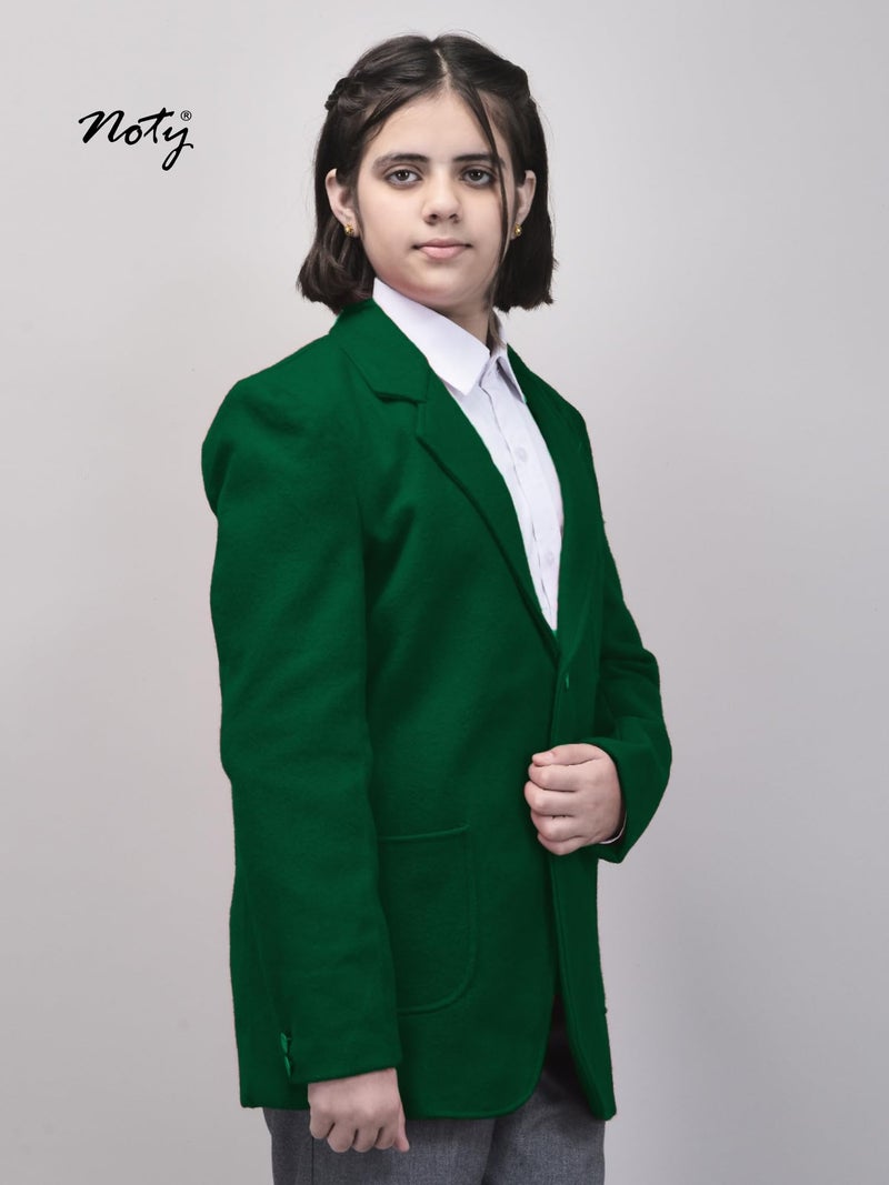 Noty Store Noty ® Boys & Girls Winter- School Uniform Blazer | Coat | Jacket- Woolen Fabric- Front Open Button Closure | School Winter Unisex Blazer | Both Side Pockets (in, Age, 4, 6, Regular, Green) - Image 4