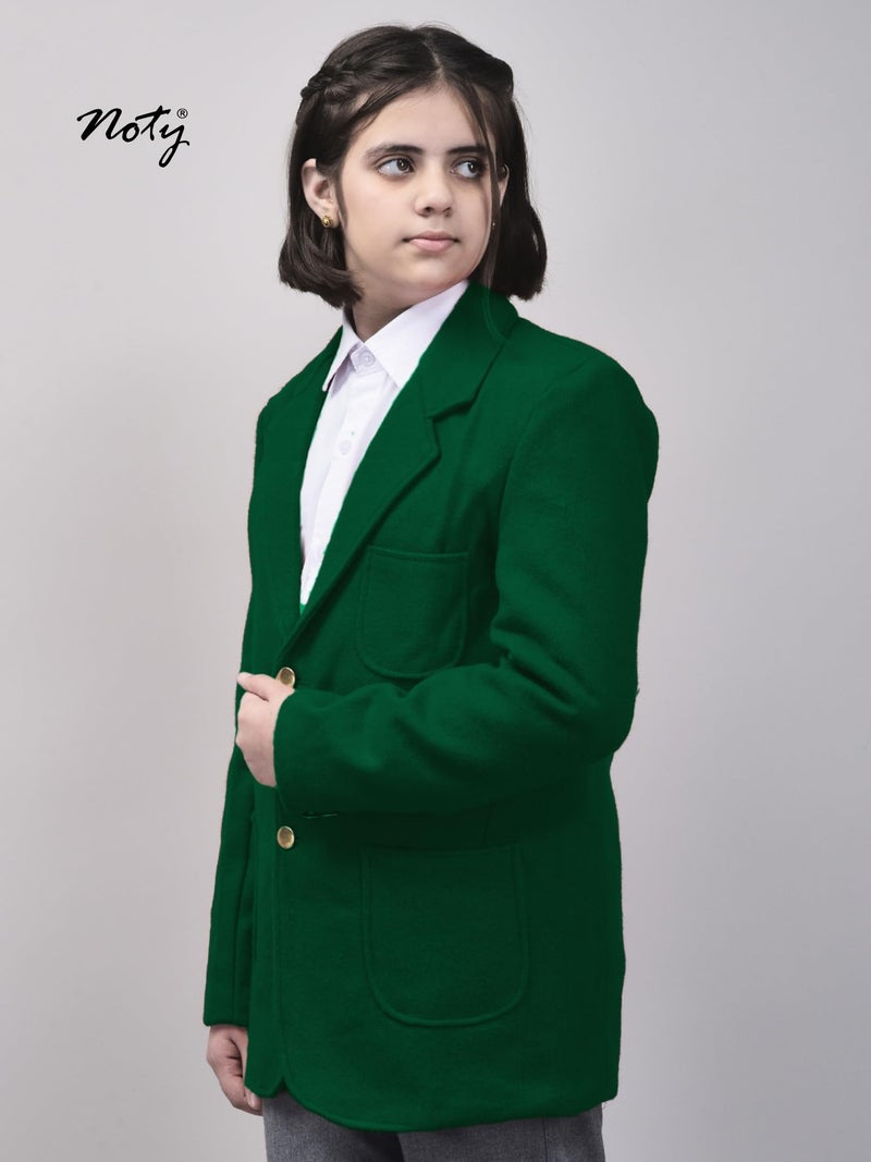 Noty Store Noty ® Boys & Girls Winter- School Uniform Blazer | Coat | Jacket- Woolen Fabric- Front Open Button Closure | School Winter Unisex Blazer | Both Side Pockets (in, Age, 4, 6, Regular, Green) - Image 5