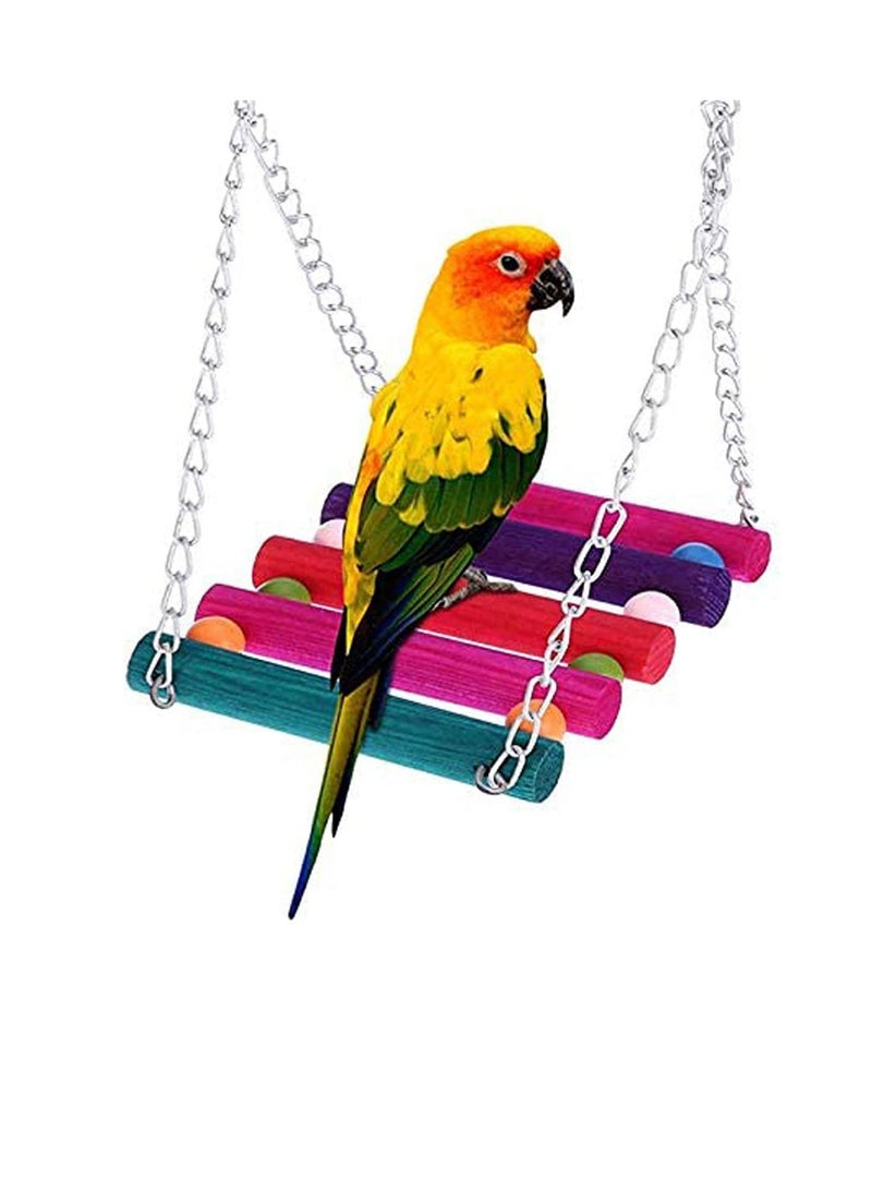 MissTiara Bird Toys,Parrot Cage Toys,Bird Stand,Bird Cage Accessories,Parrot Chew Toys,Swing Hanging Toys with Bell Hammock Hanging Perch Toy (7Pieces) - Image 4