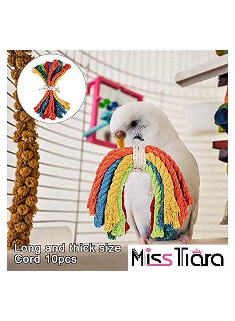 MissTiara Bird Toys,Parrot Cage Toys,Bird Stand,Bird Cage Accessories,Parrot Chew Toys,Swing Hanging Toys with Bell Hammock Hanging Perch Toy (7Pieces) - Image 5