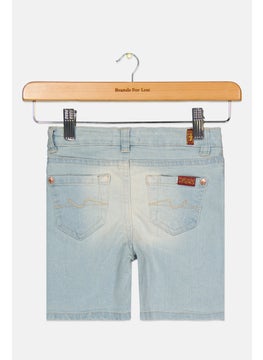 7 FOR ALL MANKIND Toddlers Girl Washed Denim Short, Blue  - Image 2