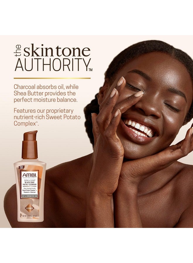 أمبي منظف الوجه أمبي إيفن آند كلير بصابون الفحم الأسود المنقي، مع تركيبة البطاطا الحلوة الغنية بالمغذيات | يساعد على توحيد لون البشرة | 3.5 أونصة - Image 3