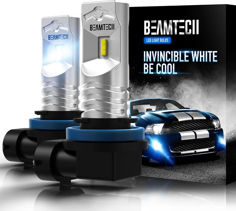 BEAMTECH H11 Led Fog Light Bulb, CSP Chips 6500K 800 Lumens Xenon White Extremely Super Bright of 2 - Image 1