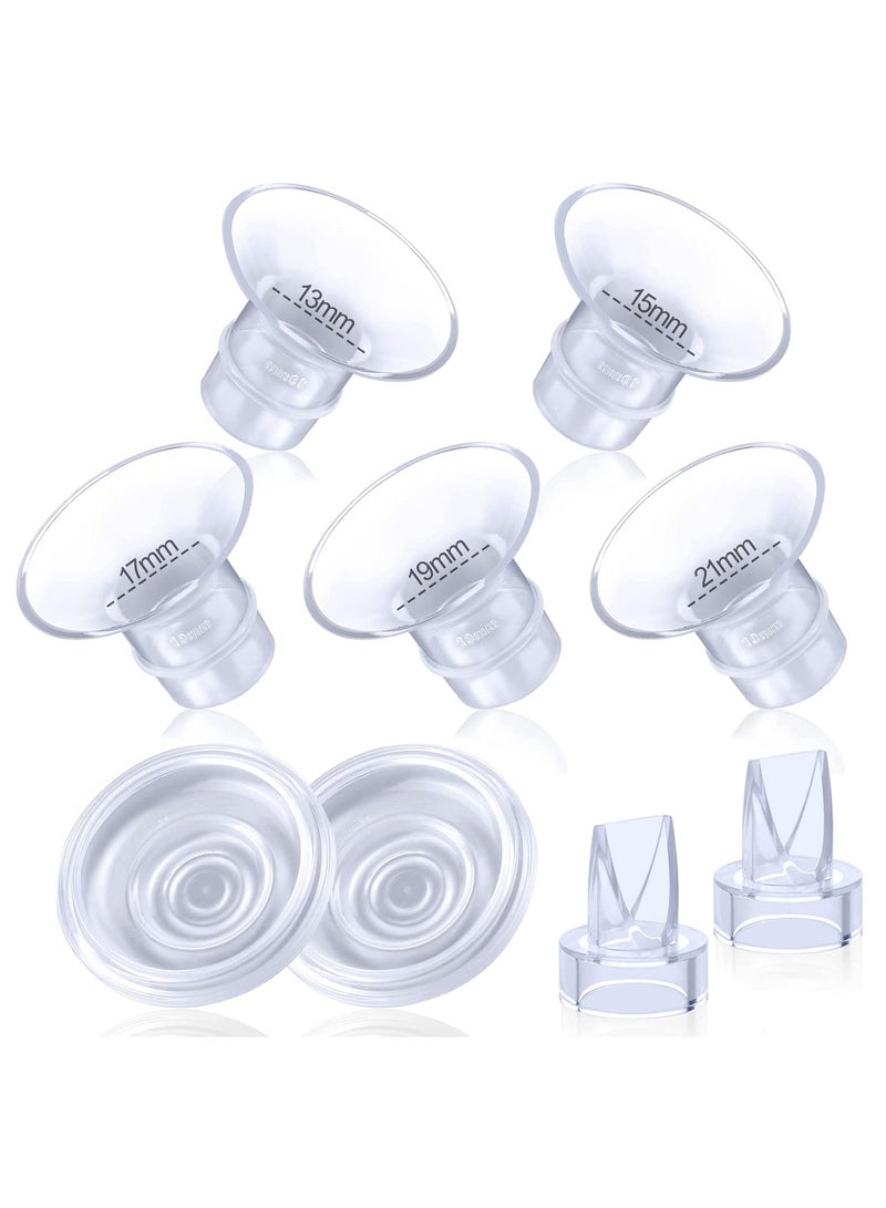 Hihonor 9 Pack,Breast Milk Pump Flange Inserts 13/15/17/19/21mm Compatible with Momcozy Wearable Breast Pump, for TSRETE/Spectra/Medela 24mm Shields/Flanges, Include Silicone Diaphragm Duckbill Valve - Image 1