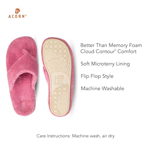 Acorn Women's Spa Thong Slippers with Cloud Contour Comfort - Arch Support and Plush Fluffy Terry Lining, Perfect for Beach, Camping, Poolside, or Bathroom Wear, Azalea, 8 - 9 - Image 3