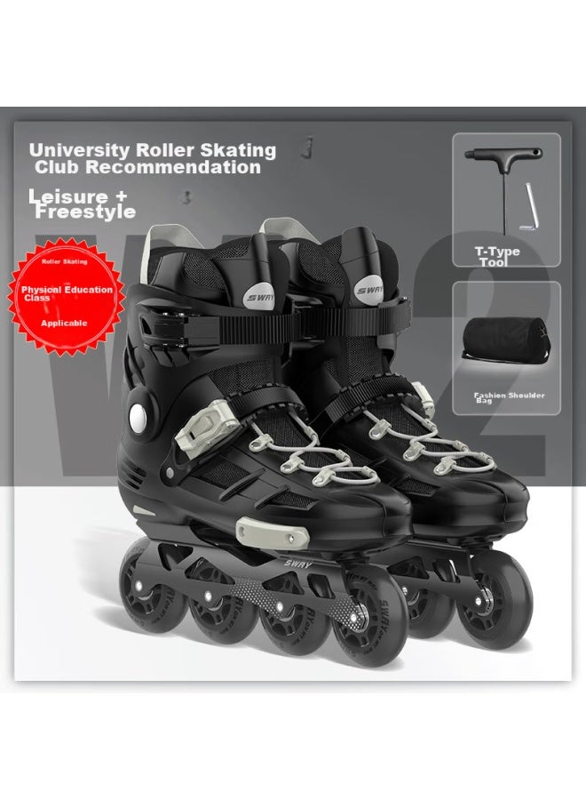 sway Swee Professional Roller Skates For Adults, Men And Women, Inline Skates For College Students, Beginners, Flat Roller Skates, Straight Row Roller Skates - Image 1