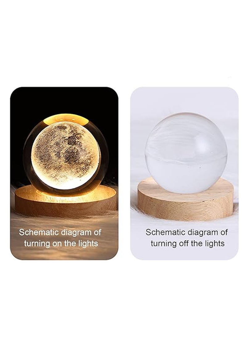 (Saturn) 3D Glass Crystal Ball Night Light with Wooden Base Fantasy Decoration LED Night Light Bedroom Decoration - Image 5