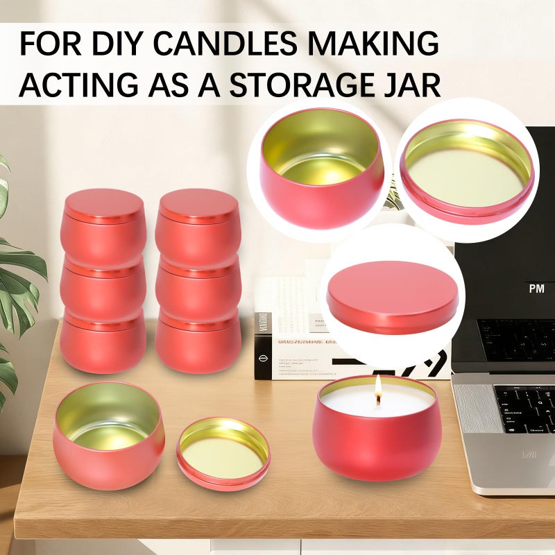HOMAMAMOON 24 Pcs 8oz Candle Tins with Lids Bulk, Drak Red Metal Candle Jars for Making Candles, Shatterproof Empty Candle Containers & Vessels for DIY Travel & Small Business - Image 5