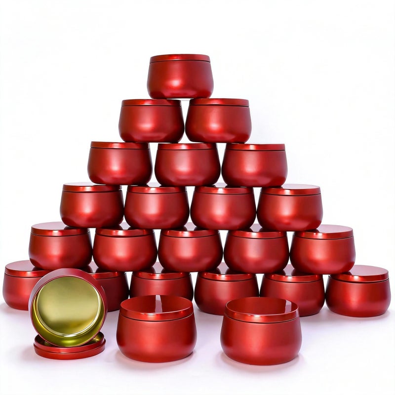 HOMAMAMOON 24 Pcs 8oz Candle Tins with Lids Bulk, Drak Red Metal Candle Jars for Making Candles, Shatterproof Empty Candle Containers & Vessels for DIY Travel & Small Business - Image 1