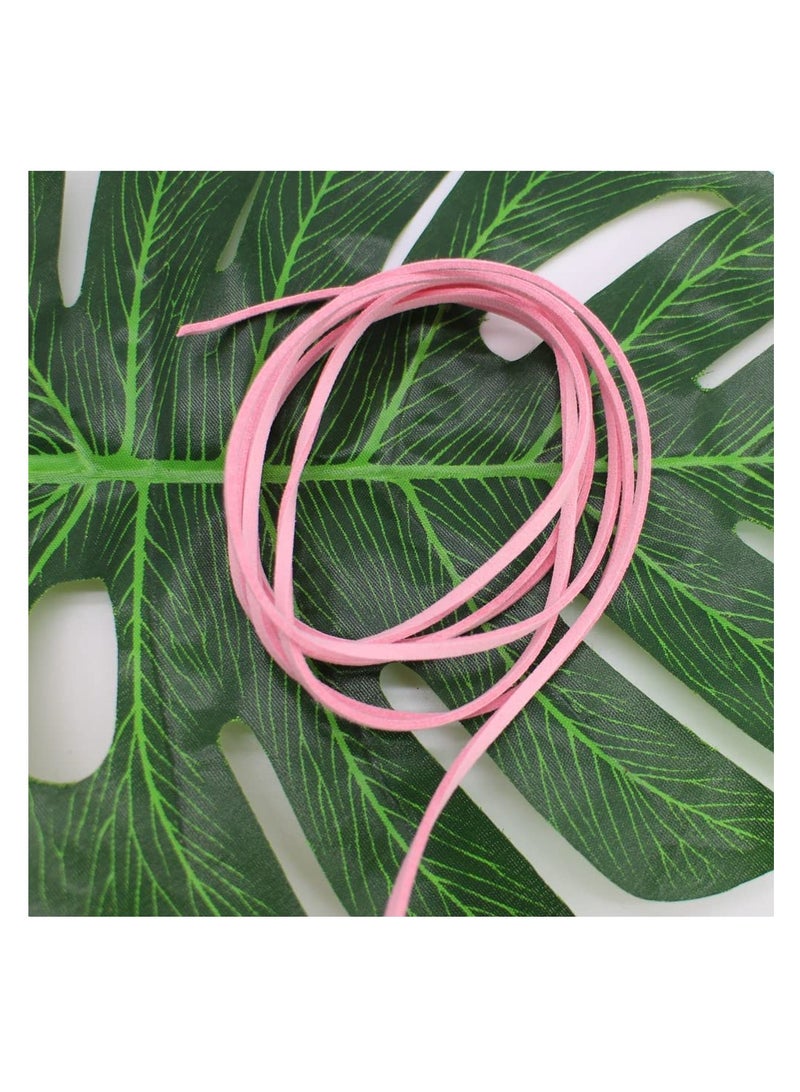 سلك جلد صناعي بسمك 2.6 مم، 100 ياردة، حبل مسطح لصنع القلائد والأساور والمجوهرات والأعمال اليدوية، لاصق قهوة مع بكرة، سوار وقلادة مصنوعة يدوياً (وردي) - Image 5