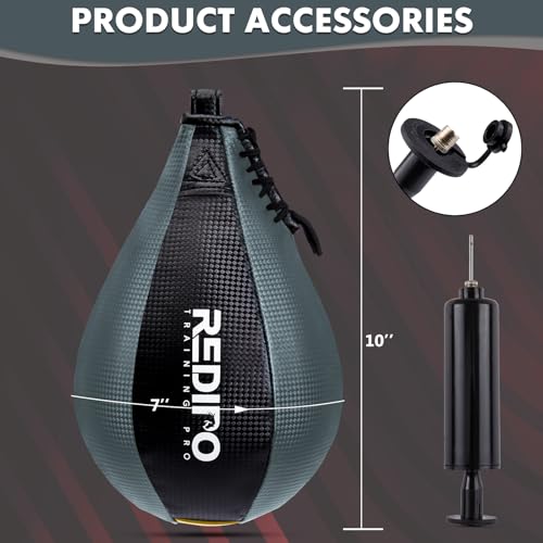 Redipo Boxing Speed Bag PU Leather Speed Punching Bag for Boxing MMA Training Speed Ball Reflex Ball Boxing Equipment Punching Bag Workout Kicking Training Home Gym Exercise Speed Ball Grey - Image 3