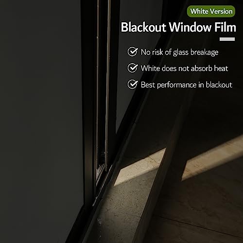 VELIMAX White Blackout Window Film, 100% Light Blocking Window Cover, Opaque Vinyl Cling, Privacy Film for Glass, Sun Blocking Films Non Adhesive, 17.7in x 78.7in - Image 4
