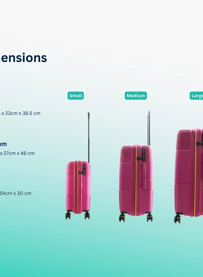 NATIONAL GEOGRAPHIC National Geographic Cavern Carry-On Small Cabin PP Hardside Luggage Fuchsia Pink, Durable/ Unbreakable/ Lightweight/ Anit-theft Zipper/ 4 Double Wheel TSA Lock Suitcase Trolley Bag (49 cm/ 20 Inch).