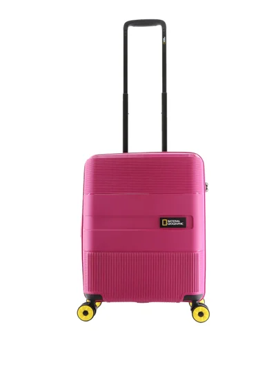 NATIONAL GEOGRAPHIC National Geographic Cavern Carry-On Small Cabin PP Hardside Luggage Fuchsia Pink, Durable/ Unbreakable/ Lightweight/ Anit-theft Zipper/ 4 Double Wheel TSA Lock Suitcase Trolley Bag (49 cm/ 20 Inch).