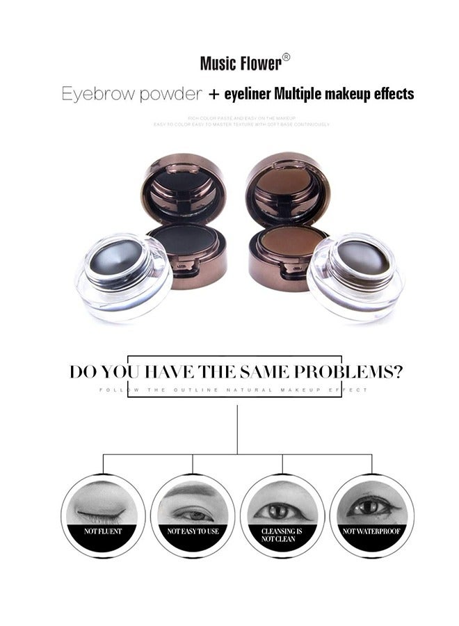 Music Flower Fascinated Eyebrow&Eyeliner Cream With Brush Waterproof Eye Makeup Brown + Black 24H Long Lasting. - Image 5