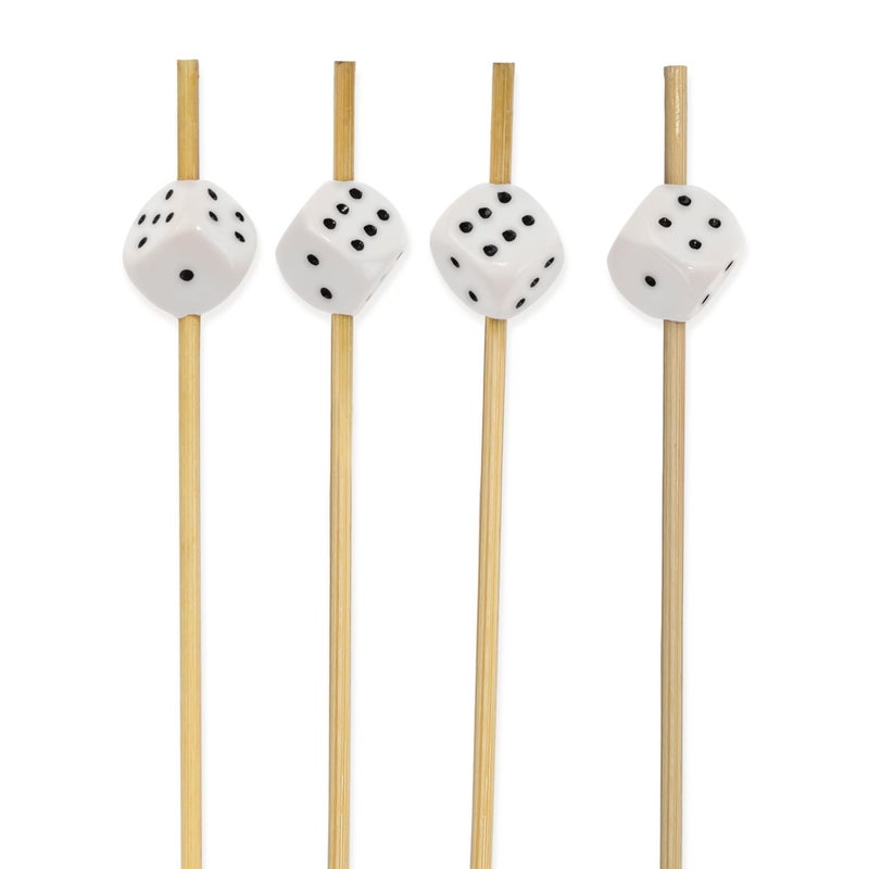 BambooMN 39 Decorative Dice Party End Bamboo Cocktail Fruit Sandwich Picks Skewers for Catered Events Holidays Restaurants or Buffets Party Supplies White 100 Pieces