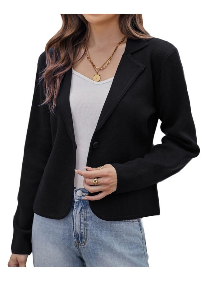 Women Lightweight Open Front Blazer Cardigans Dressy Casual Work Lapel Collar Knit Suit Jacket Black L - pzsku/Z8A7681AA389144C42380Z/45/_/1740118779/af4c893d-b3a0-4a34-a533-31d68797ac08